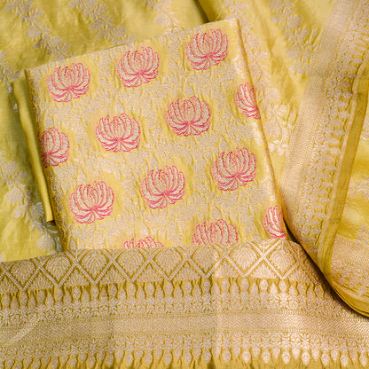 Lime green brocade silk suit set