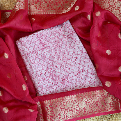 Red pink Chanderi silk kurta set