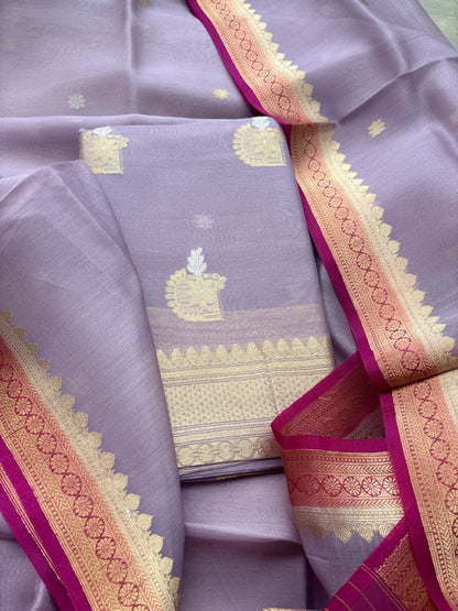 Lavender kora suit with shaded dupatta