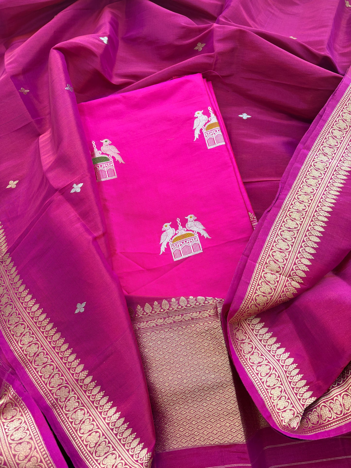 Pink Katan  by Katan silk suit with tissue dupatta