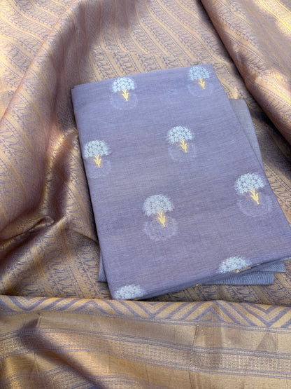 Blue Chanderi kurta, tissue dupatta, plain bottom