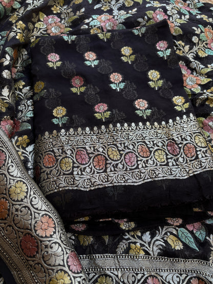 Black meenadar Khaddi georgette suit set
