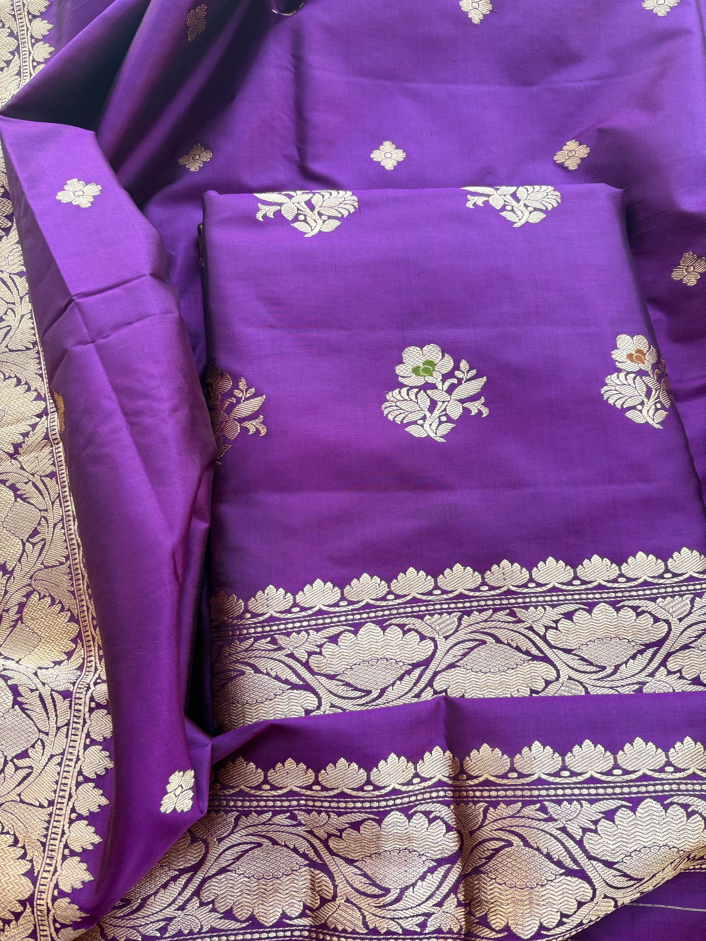Purple katan by katan silk meenadar suit set