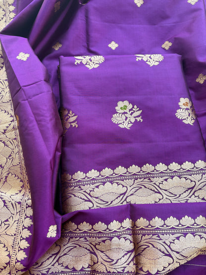 Purple katan by katan silk meenadar suit set