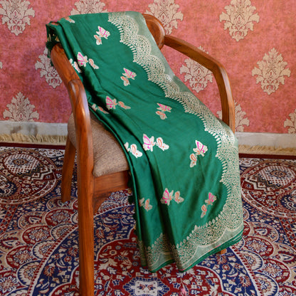 Green Butterfly Mashru Silk Saree