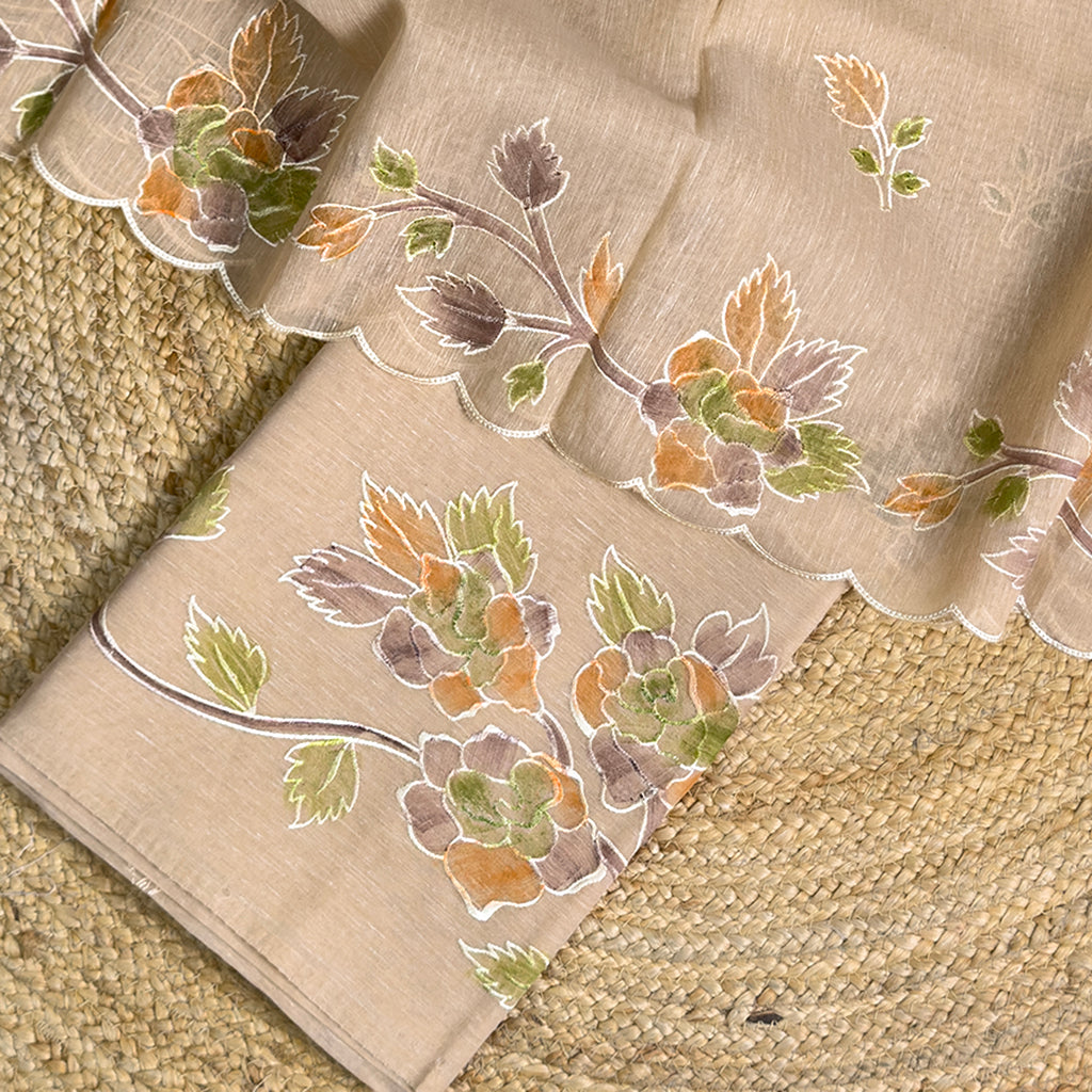 Nude beige linen suit set