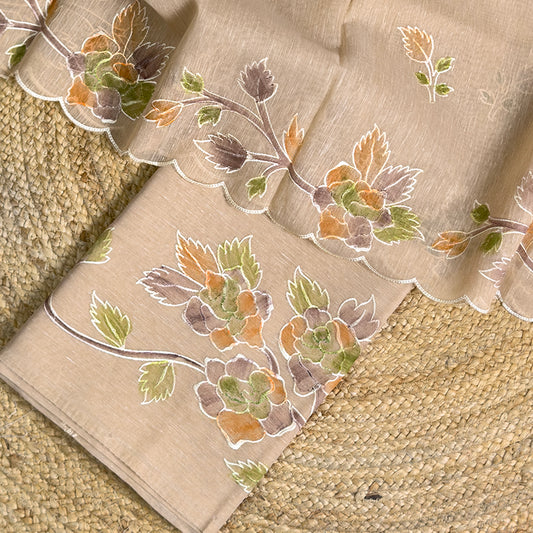Nude beige linen suit set