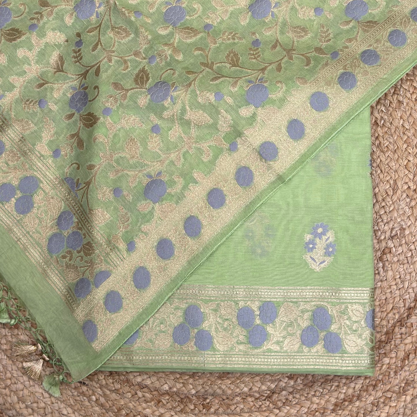 Green Chanderi meenadar suit set