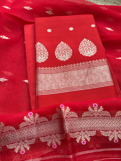 Red Chiniya Kora meenadar suit set