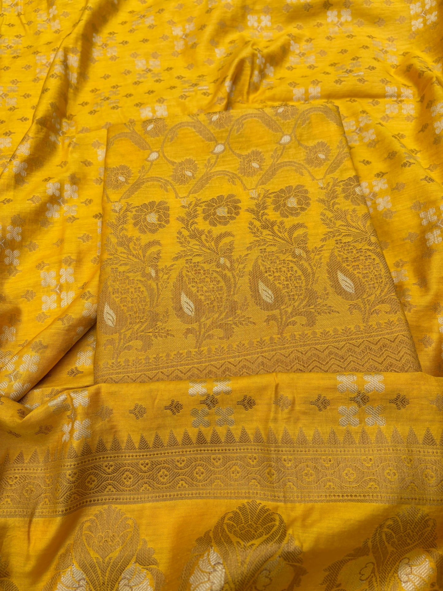 Yellow cotton 3 piece suit set