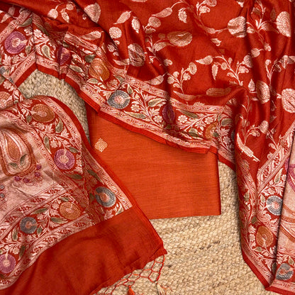 Rust moonga silk suit with meenadar dupatta