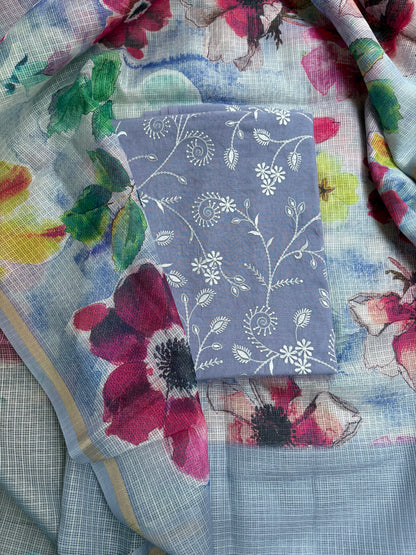 Blue cotton Kota doriya suit set