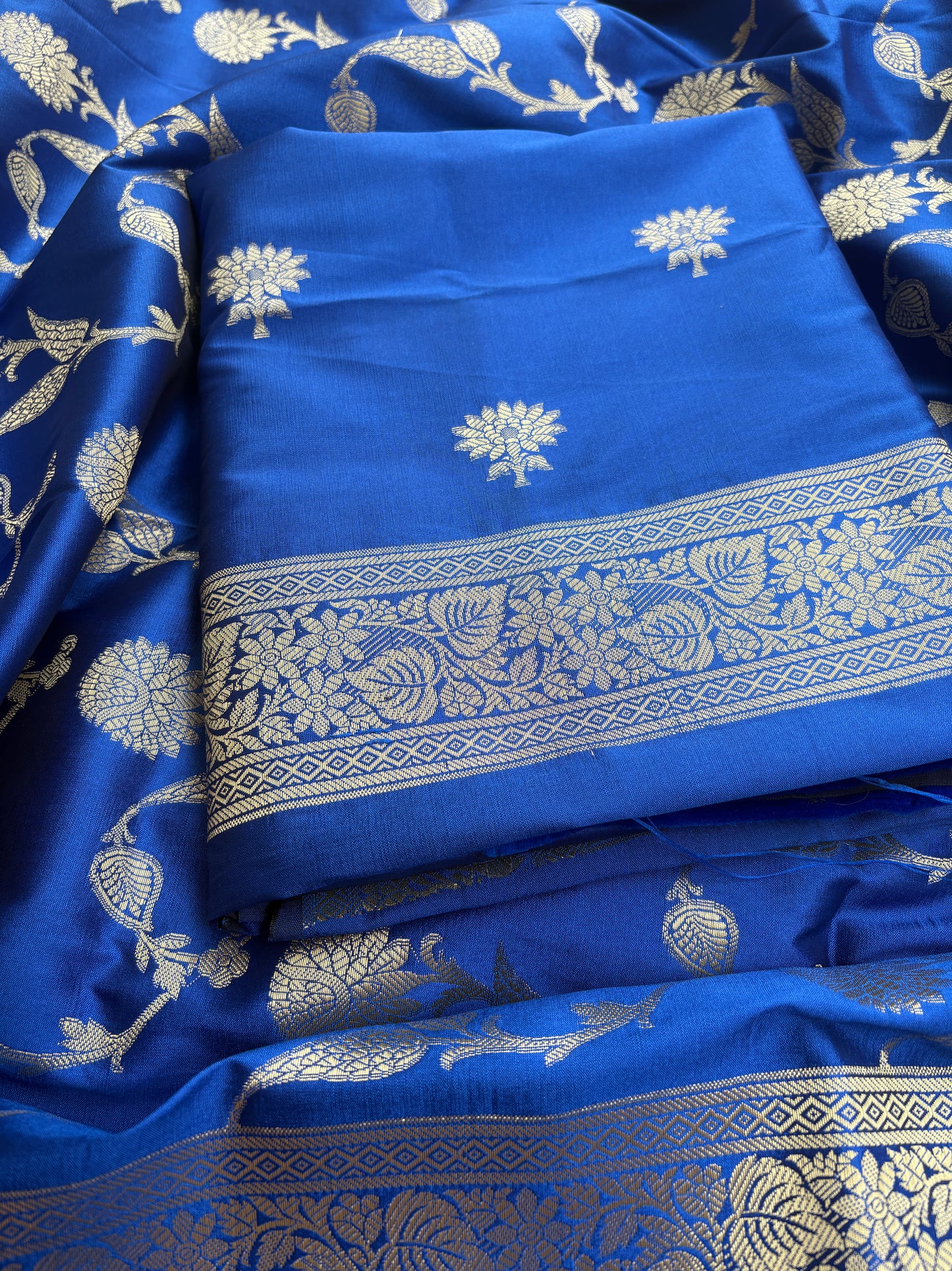 Blue premium silk 3 piece suit set