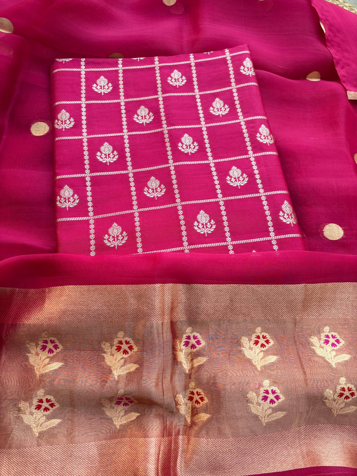 Pink Chiniya kora suit set