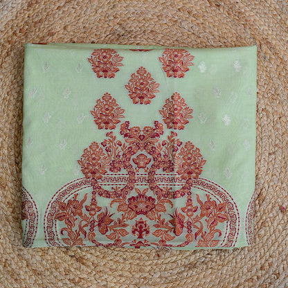 Green Chanderi  abstract design suit set.