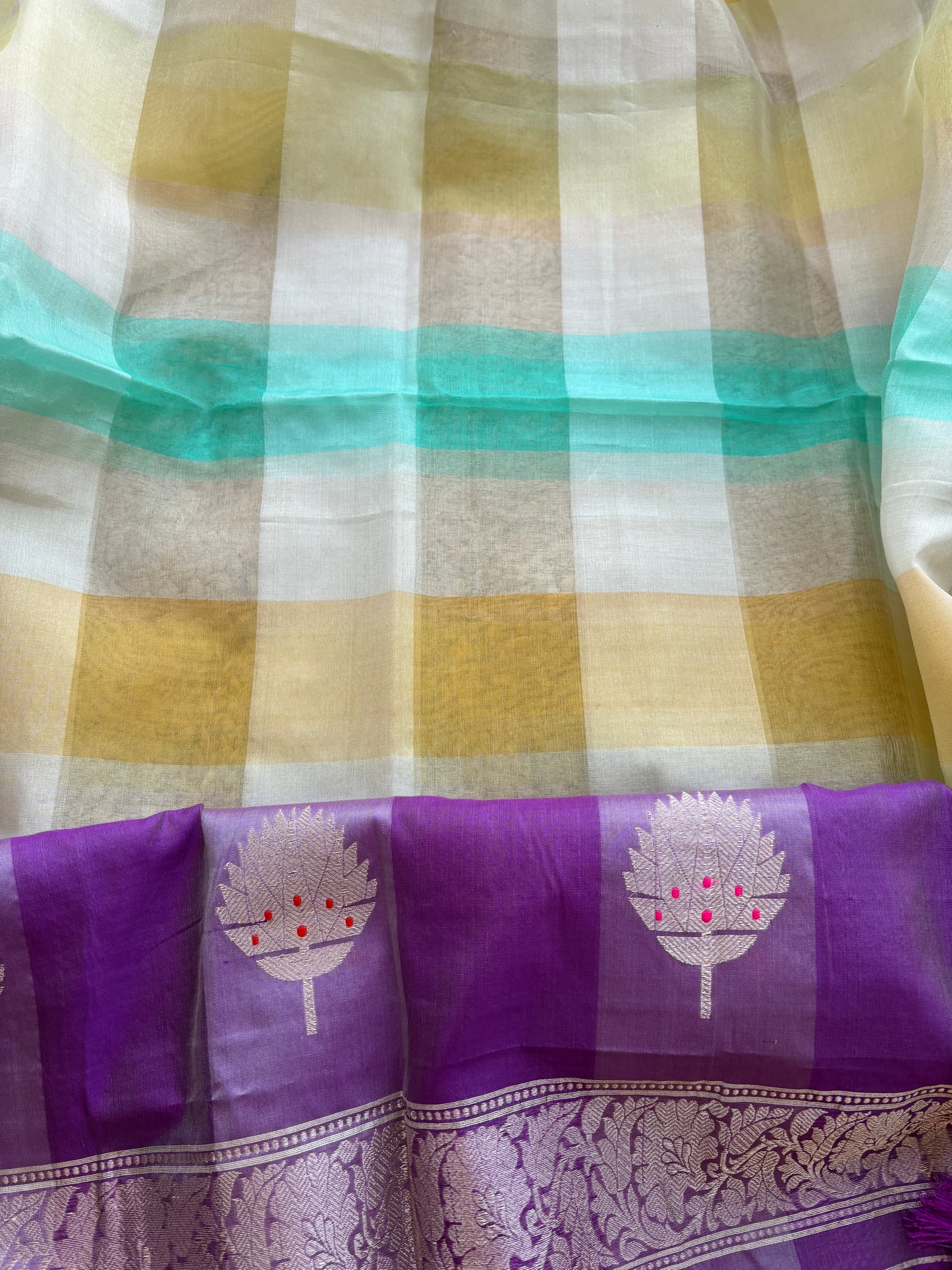 Purple kora kadhwa suit set