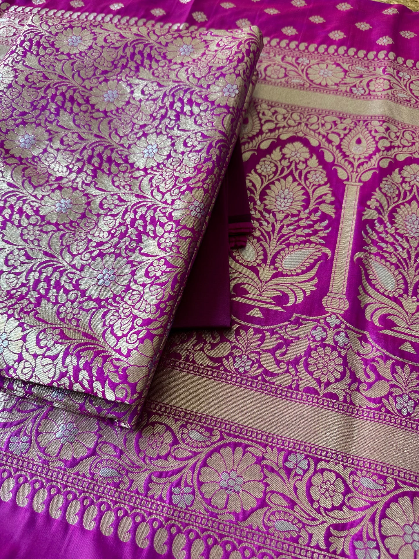 Purple magenta mashru brocade 3 piece suit