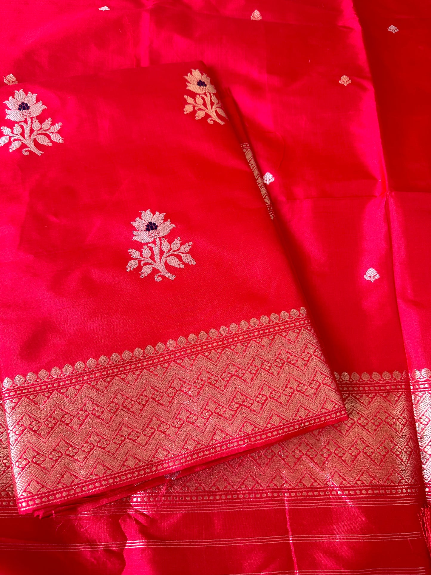 Red meenadar pure katan silk suit