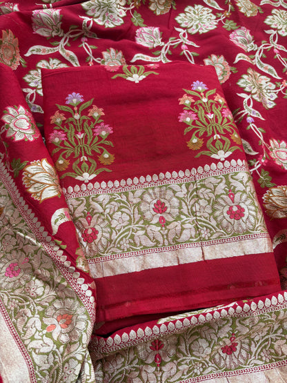 Red moonga silk meenadar exclusive suit set