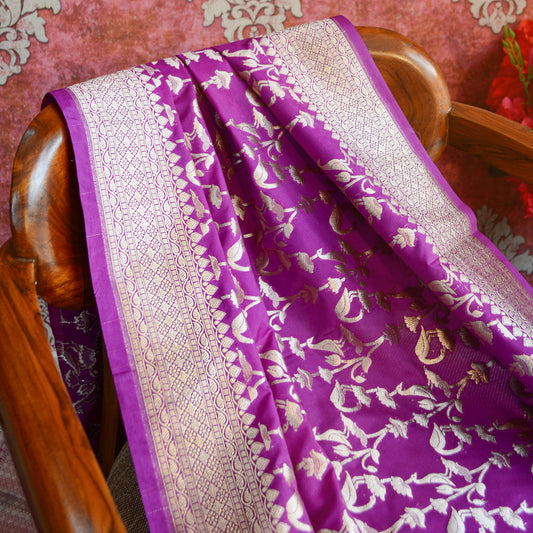 Purple Banrasi silk dupatta
