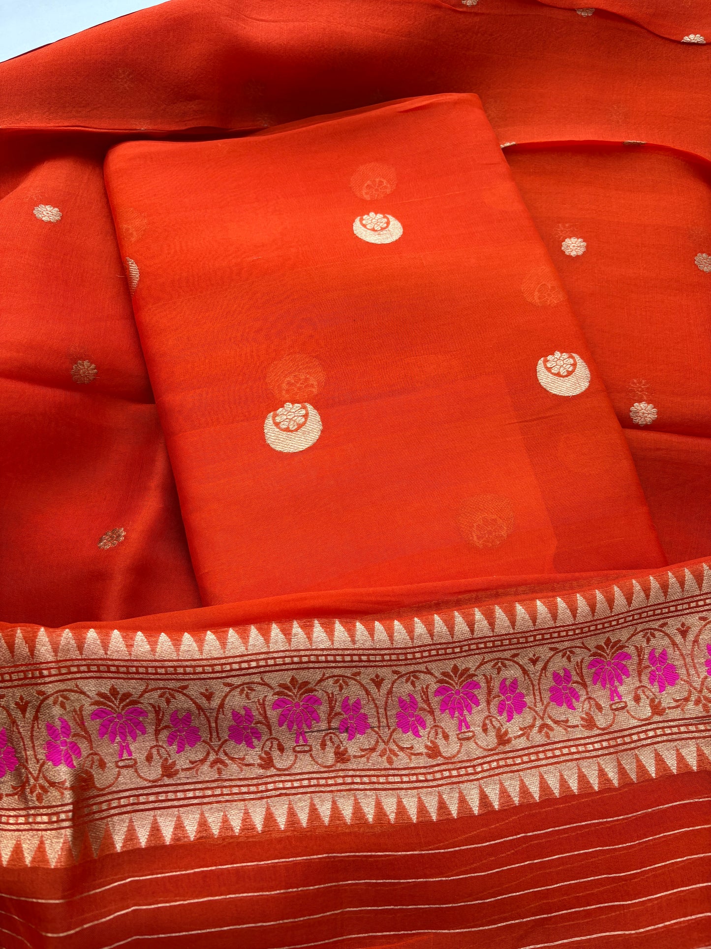 Orange Kora Chand Tara suit set