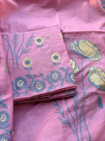 Pink Chanderi abstract design suit set