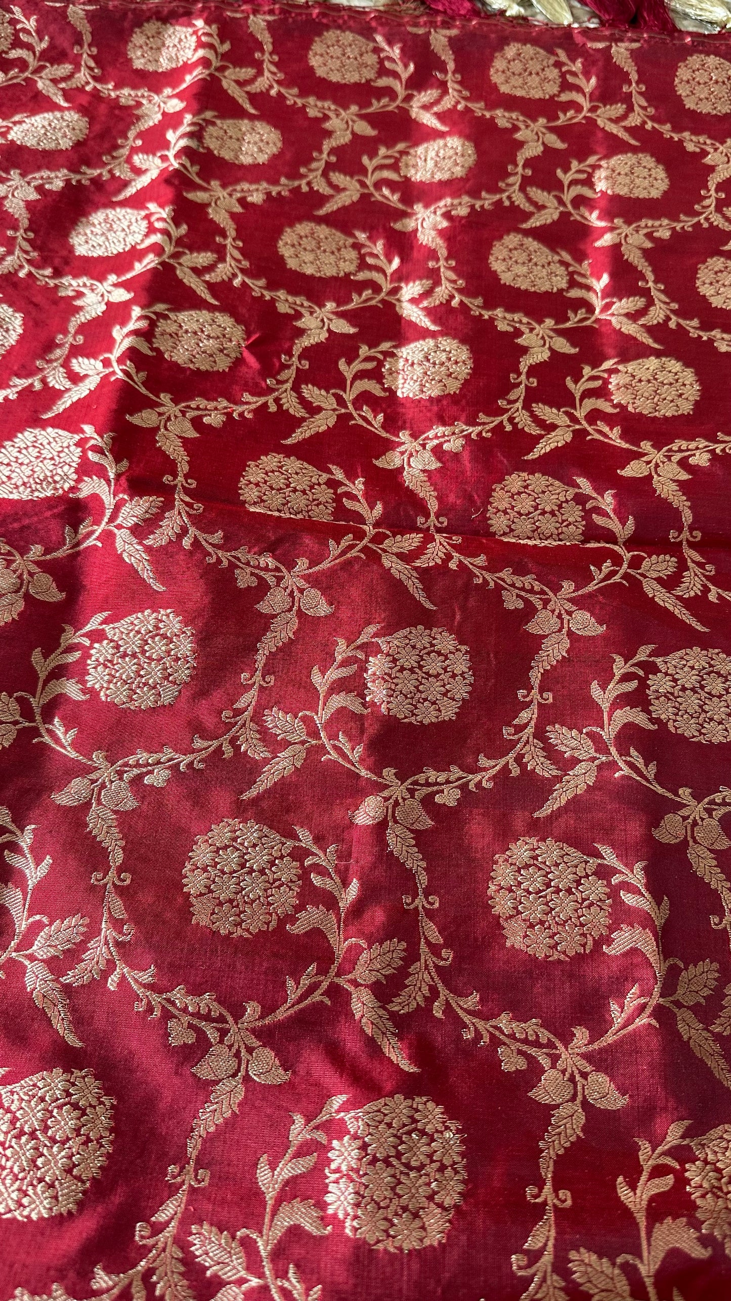 Red katan silk kadhwa Jaal dupatta