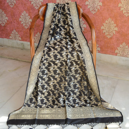 Black katan silk Sona rupa dupatta