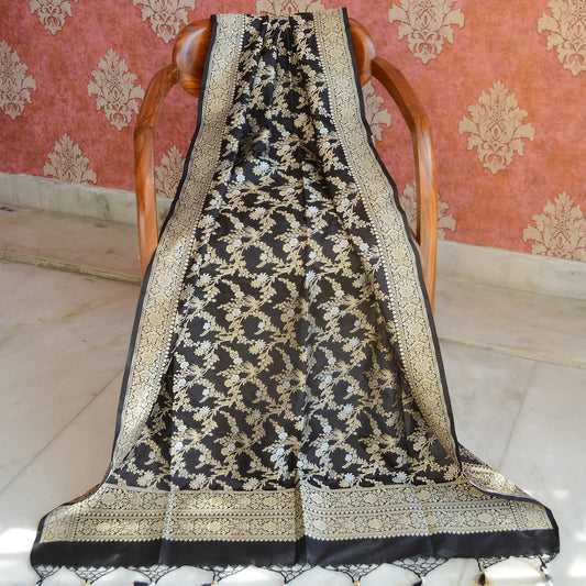 Black katan silk Sona rupa dupatta