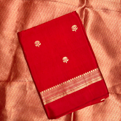 Red mango silk with brocade silk dupatta