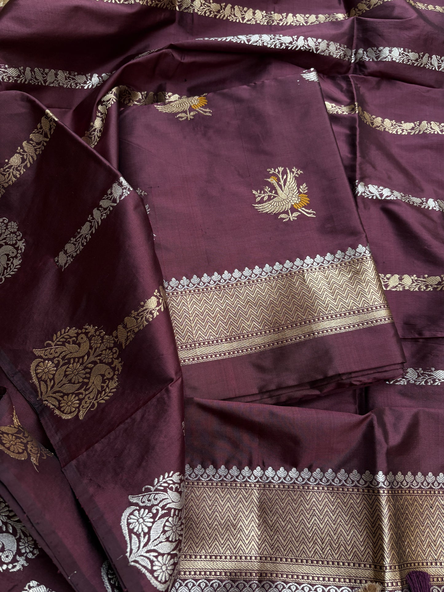 Coffee mango silk suit set