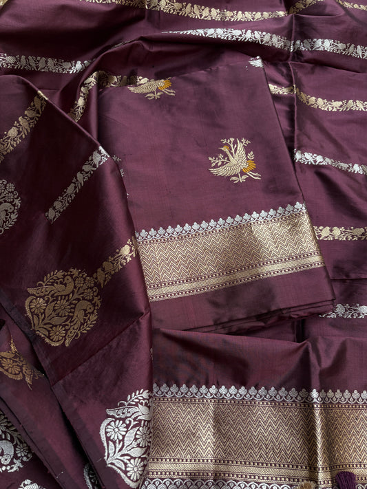 Coffee mango silk suit set