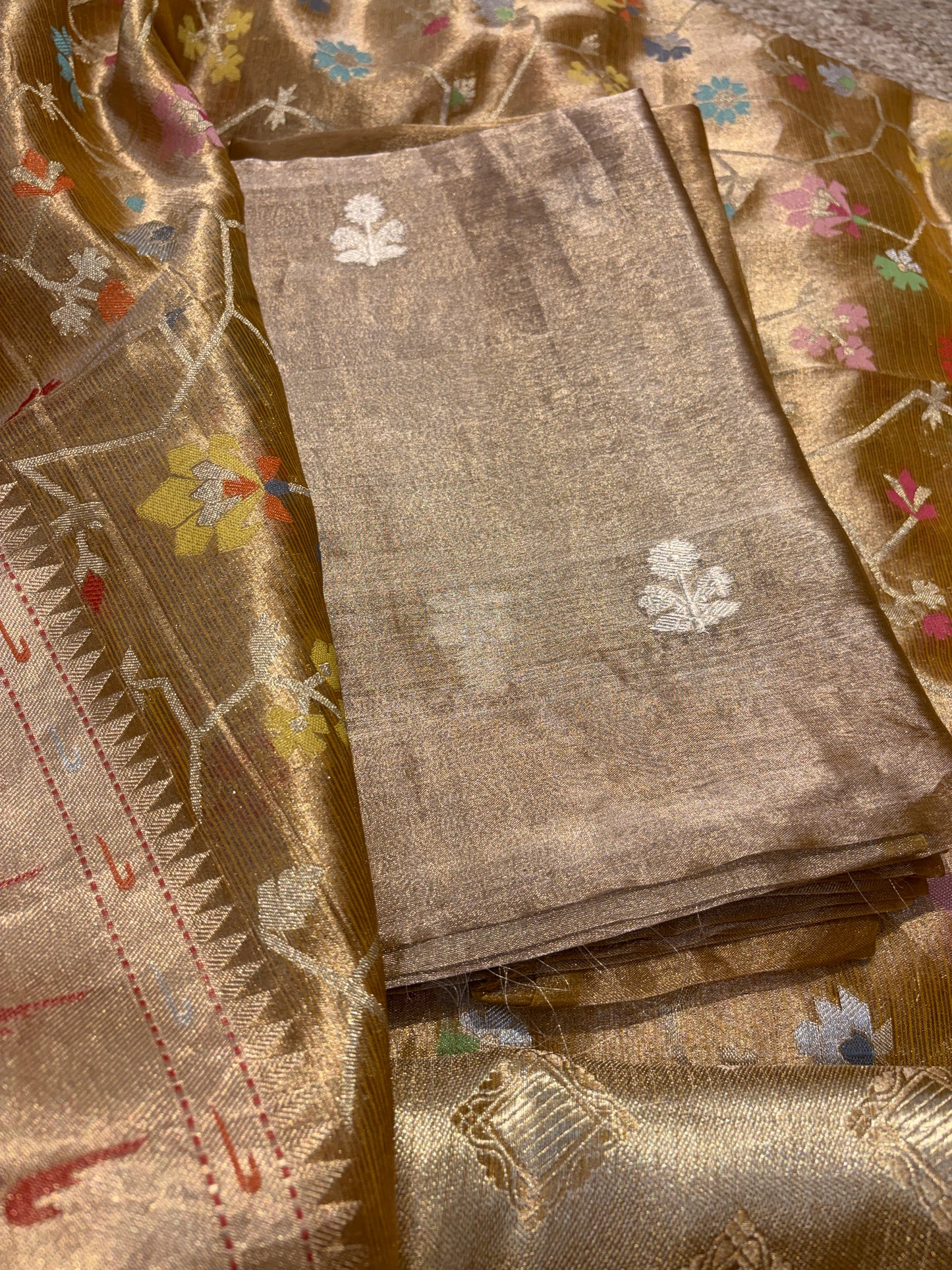 Mustard tissue kadhwa suit set