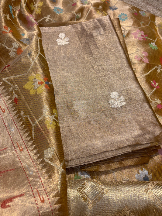 Mustard tissue kadhwa suit set