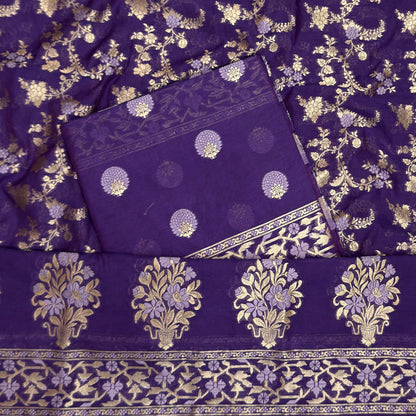 Purple Chanderi paithani suit set