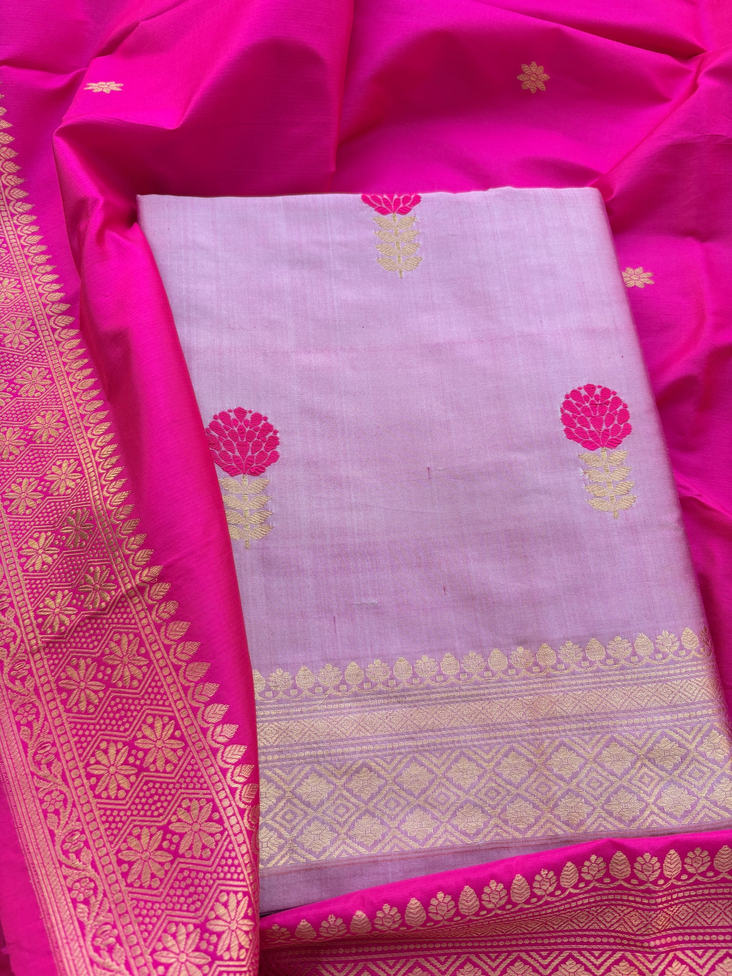 Pink lavender katan by katan silk suit set