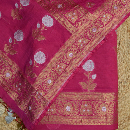 Magenta Sona Rupa Chanderi suit set.