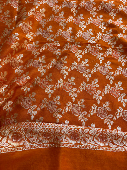 Orange moonga silk suit set