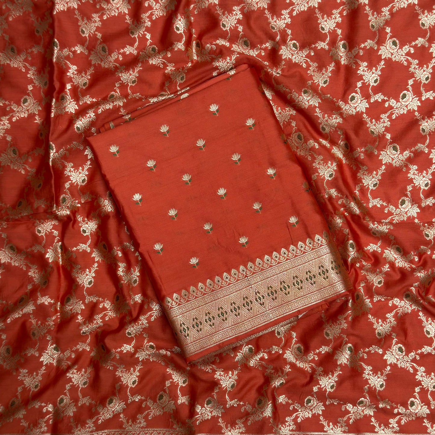 Rust mulberry silk suit set
