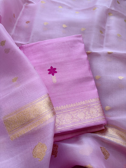 Pink Chiniya kora meenadar suit set