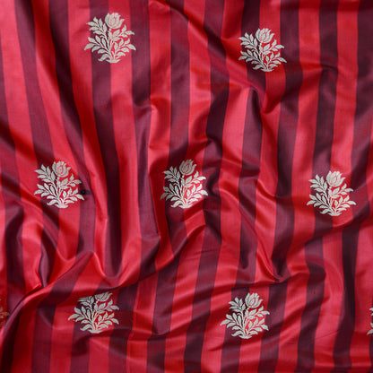 Red katan silk stripe fabric