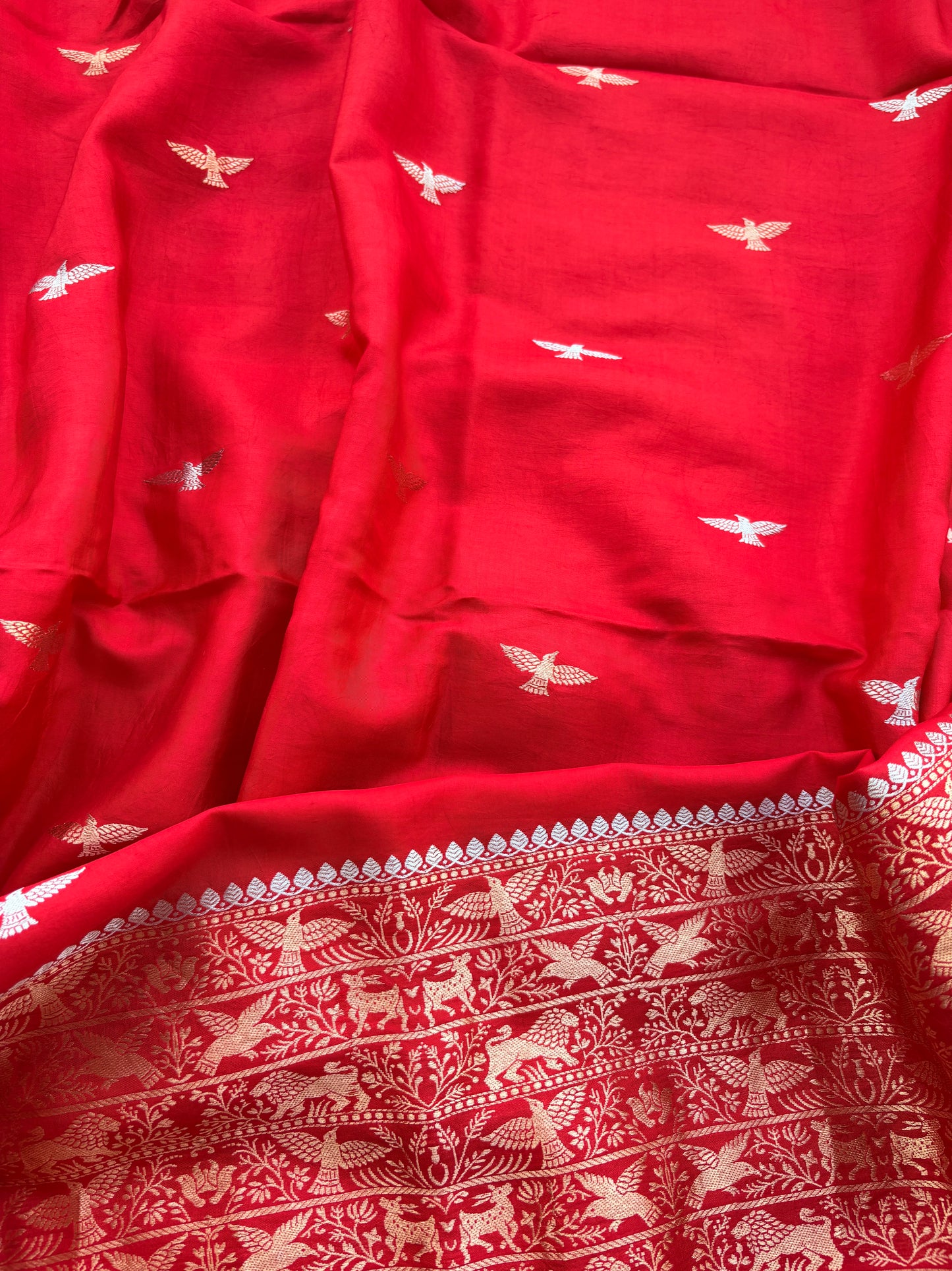 Red raw mango silk suit set