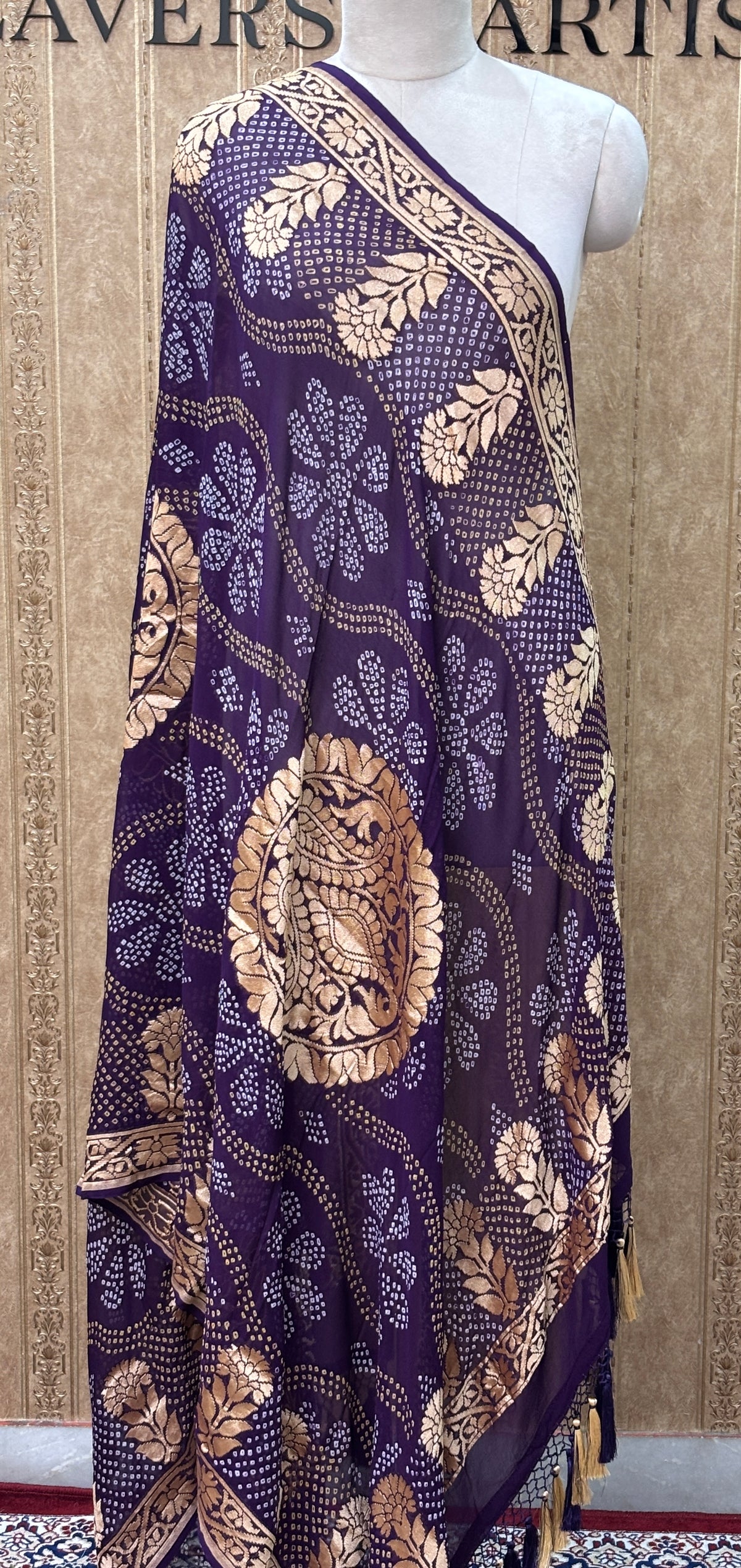 Lavender blue exclusive bandhani dupatta