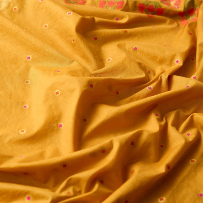 Mustard flower booti kurta, plain booti dupatta, plain bottom