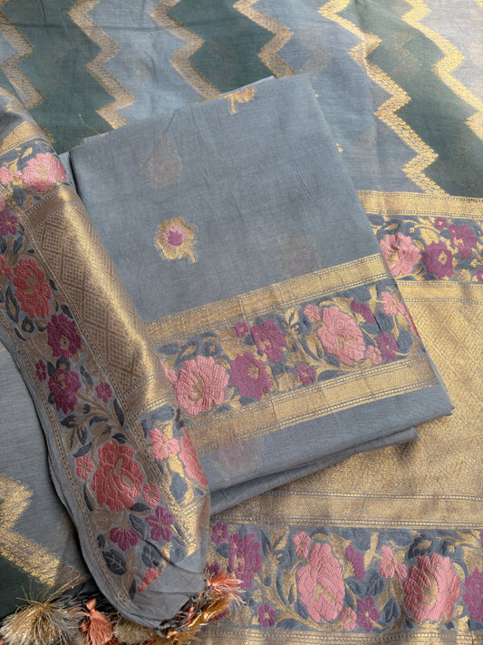 Grey Chanderi Meenakshi suit set
