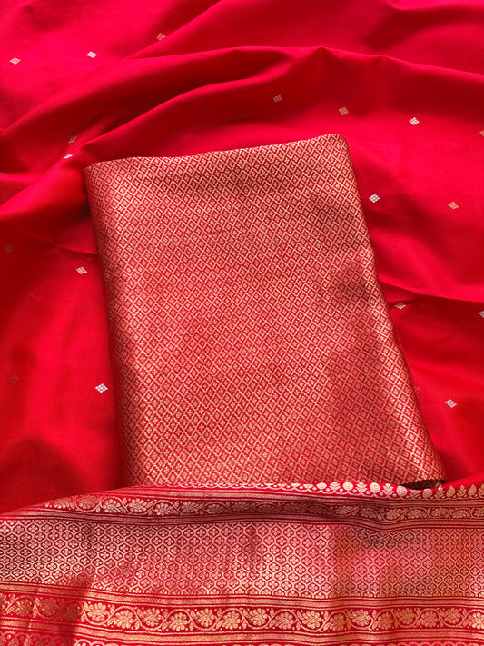 Red katan brocade suit set