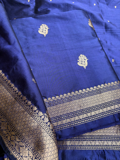 Blue katan by katan silk 3 piece suit set