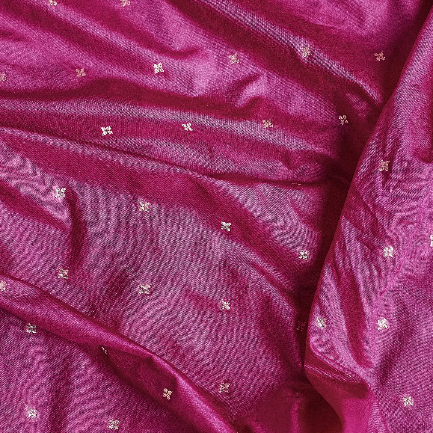 Magenta Cotton chiniya kurta, cotton chiniya dupatta, banarsi silk bottom