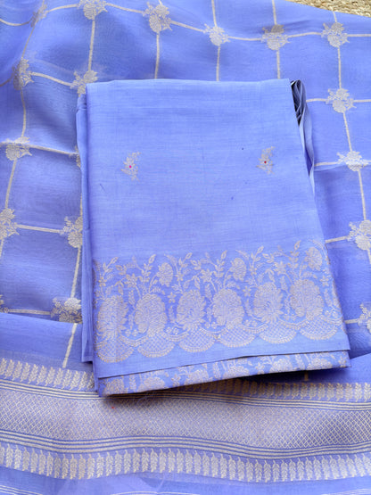 Lavender Chiniya silk kora silk suit set