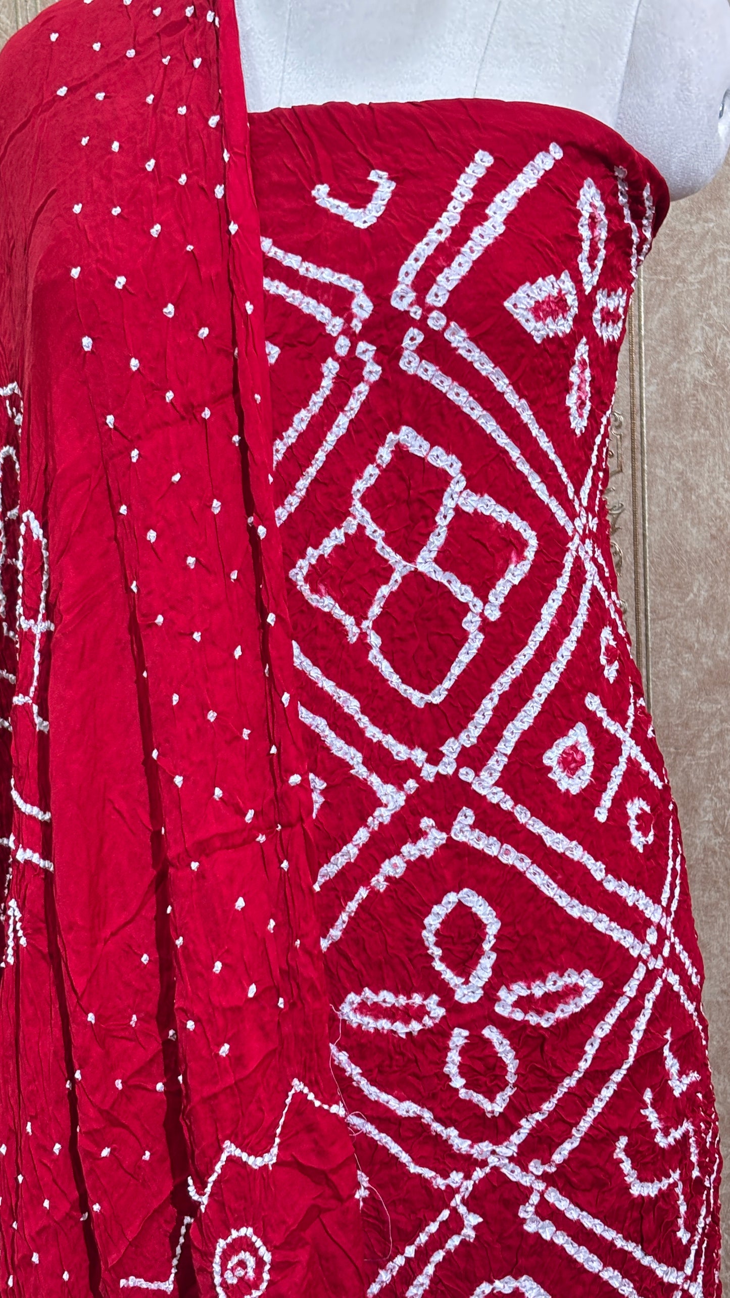Red bandhani suit set
